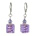 Earrings - E223 - Murano Style Glass - Cube ~ Tanzanite (Purply Blue)