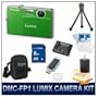 Panasonic LUMIX DMC-FP1 FP1 Green Digital Camera, 12 MP, 4x Optical Zoom, 2.7" LCD, HD Video Recording, Deluxe Carrying Case, Battery, 8 GB Memory Card, USB Card Reader, 3pc. Lens Cleaning Kit, Screen Protectors, & Flexible Tripod