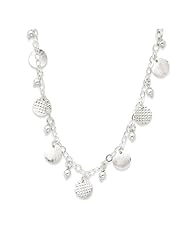 18 Inch Sterling Silver Polished & Textured Fancy Circle Drop Necklace