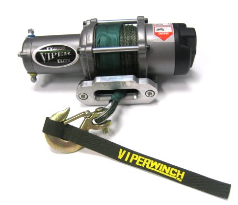 VIPER Elite 4000 LB Waterproof ATV Winch wGREEN Amsteel Blue Synthetic Cable