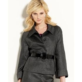 AK Anne Klein Belted Tweed Jacket