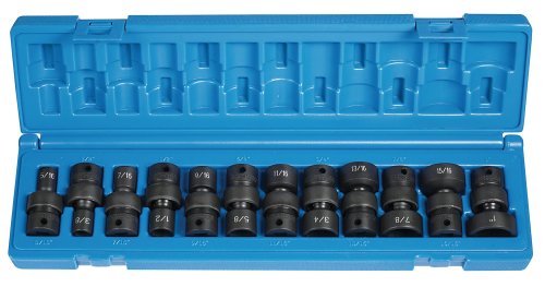 Grey Pneumatic Corp 1212U 3/8'' Drive Standard Length Fractional Universal Set - 12 Piece On Sale