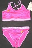Girls 2 PC Hot Pink/Lavender Color Block Tankini Swimsuit w/Applique