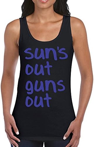 Sun's Out Guns Out Women Tank Top Funny Tank Tops Large Black