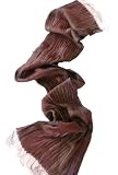 Silk Wrap Shawl Scarf Pleated Stretch Design in Chestnut Brown 12 W x 80L