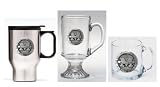 Michigan Wolverines Clear Coffee Mug, Travel Mug, Footed Coffee Mug Gift Package
