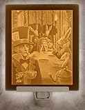 Tea Party - Alice in Wonderland with Mad Hatter - Fine Porcelain Flat Lithophane Night Light Art By Delamare Tea Party - Alice in Wonderland with Mad Hatter - Fine Porcelain Flat Lithophane Night Light Art By Delamare