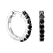 14k White Gold 8 Stone Hoop Huggies BLACK Diamond Earrings - 0.50 carat