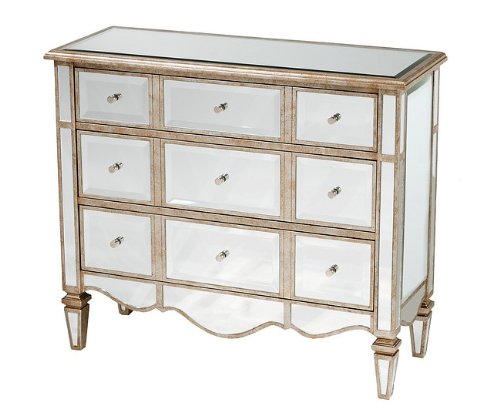 Regal Elegance Mirrored 3-Drawer Bombe Storage Chest