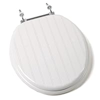 Comfort Seats C1B4R4-00CH Deluxe Molded Wood Toilet Seat with Chrome Hinges, Round, White Bead Board
