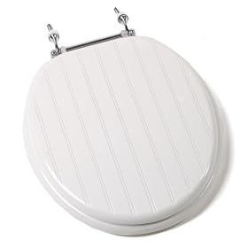 Comfort Seats C1B4R4-00CH Deluxe Molded Wood Toilet Seat with Chrome Hinges, Round, White Bead... by Comfort Seats