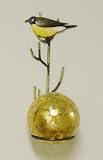 Metal Goldfinch Wall D&eacute;cor with Gold Leaf Glass Gazing Globe (5 inch)