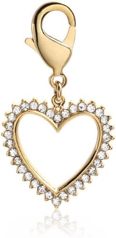 Gold Plated Heart Shape Wrapped with Rhinestone Charms Pet Collar Pendant