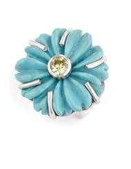 Bonn Bons By Lori Bonn "Call Me Daisy" Sterling Silver Turquoise, Green Terbium Flower Slide Charm for Charm Bracelets