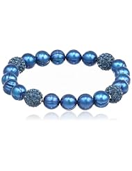 Honora "Pop Star" Freshwater Cultured Pearl and Pave Bead Stretch Bracelet, 7.5"