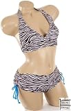 Sexy Trendy Cute Summer Black Zebra Print Adjustable Halter Top Bikini Bathing Suit Swimsuit Swimwear