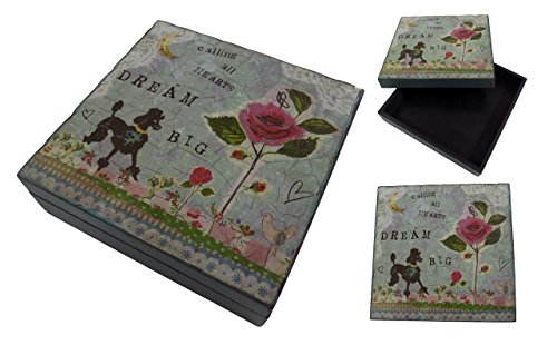 RUSTIC SHABBY DREAM FLORAL DOG JEWELLERY MAKE UP PRESENT CHIC BLUE HAND MADE BOX CHEST