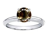 1.25 cts Genuine Smoky Quartz Solitaire Engagement Ring - 14kt White or Yellow Gold