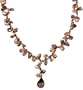 Gold-Filled Dyed Chocolate Cultured Keshi Pearl Necklace with Smoky Quartz Pendant, 17"