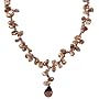 Gold-Filled Dyed Chocolate Cultured Keshi Pearl Necklace w/ Smoky Quartz Pendant, 17"