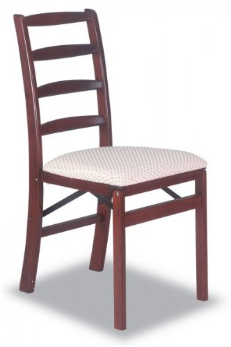 Stakmore Shaker Ladderback Wood Folding Chairs with Upholstered Seat - Set of 2 Stakmore Shaker Ladderback Wood Folding Chairs with Upholstered Seat - Set of 2