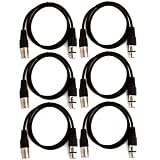 SEISMIC AUDIO - SAXLX-2 - 6 Pack of 2' Black XLR Male to XLR Female Patch Cables - Balanced - 2 Foot Patch Cords