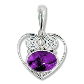 Sterling Silver Charoite Heart Pendant by Sajen by 