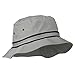 Striped Hat Band Fisherman Bucket Hat - Grey Black
