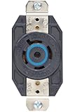 Leviton 2510 20 Amp, 120/208 Volt- 3PY, Flush Mounting Locking Receptacle, Industrial Grade, Grounding, V-0-Max, Black