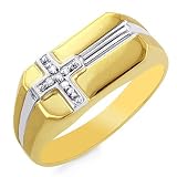 10K Yellow Gold Diamond Accented Men's Ring - Size 10.5