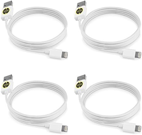 Thunder Emperor 4x High Quality USB for Iphone 5/5c/5s/6/6s, Ipad 4/Air/Air 2/mini/mini 2, Ipod Touch 5, Ipod Nano 7 Compatible with IOS 9 (White)