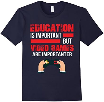 Men's Education's Important But Video Games Is Importanter T-Shirt Medium Navy