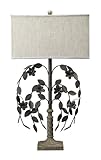 IMAGE OF Sterling Industries 93-9155 Montauk Grey Floral Work Table Lamp with Linen Shade
