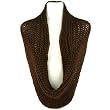 Ladies Winter Chunky Weave Wide Knit Chain Circle Loop Eternity Snow Scarf Brown