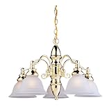 Sea Gull Lighting 31051-02 Canterbury Five-Light Chandelier, Polished Brass Finish with Satin Etched Glass