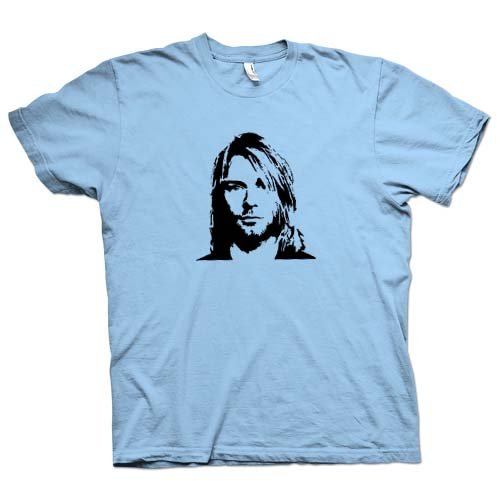 Nirvana Kurt Cobain Sketch T Shirt Large Blue