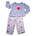 B.T. Kids - Toddler Girls Long Sleeve Fleece Heart Pajamas, Light Blue, Multi (Size 3T)