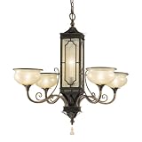 Murray Feiss F2306/4FG Parisienne Parlor Four-Light Chandelier, Firenze Gold with Tessuto Vecchio Glass Shades