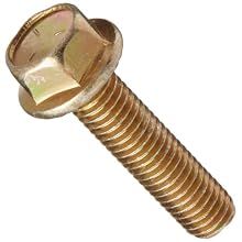 Grade 5 Steel Serrated Flange Bolt, Zinc Yellow-Chromate Plated Finish, Hex Head, UNC Threads, Hex Head, Meets IFI-111 (2002)/SAE J429 (1999)/ASTM B633 Specifications, 1/4"-20 Thread Size, 1" Length, Fully Threaded, Pack Of 50