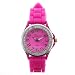 Pink and Silver Silicone Gel Ceramic Style Band Crystal Bezel Watch