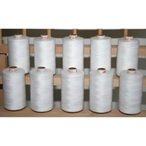 10-Large-WHITE-Spools-of-3-PLY-Polyester-Sewing-Quilting-Serger-threads