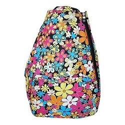 LIFE IS TENNIS Small Sling Backpacks Flower Power Black