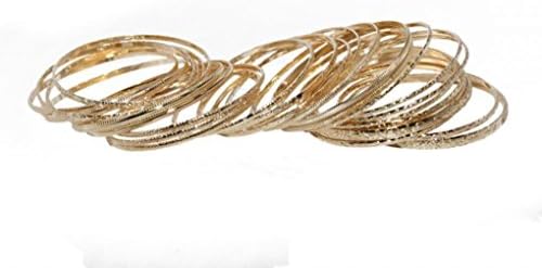 Crystalbella Creative Textured Heart Moon Infinity Multi Bangle Set (30 PC) Gift Jewelry