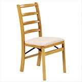 Shaker Ladderback Wood Folding Chair with Upholstered Seat in Oak (Set of 2) Seat Fabric: Blush