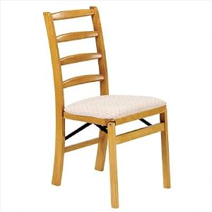 Shaker Ladderback Wood Folding Chair with Upholstered Seat in Oak (Set of 2) Seat Fabric: Blush by