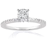 0.65 Ct Cushion Cut Diamond Engagement Ring Pave VS1 CUT: VERY GOOD 14K WHITE GOLD GIA