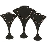 3 Black Velvet Combo Necklace & Earring Stand Showcase Displays