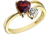 Garnet Heart Ring with Diamond 7/8 Carat (ctw) in 14K Yellow Gold