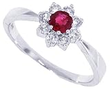 0.40CT Genuine Ruby and Diamond Ring in 14Kt White Gold
