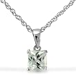 Sterling Silver 1.0 CTW Square CZ Solitaire Pendant on 18" Chain